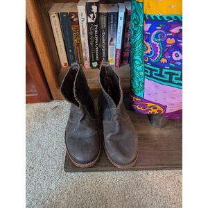 Anouk Distressed Brown Leather Ankle Boots Low Heel Western Moto Booties VTG 3.5